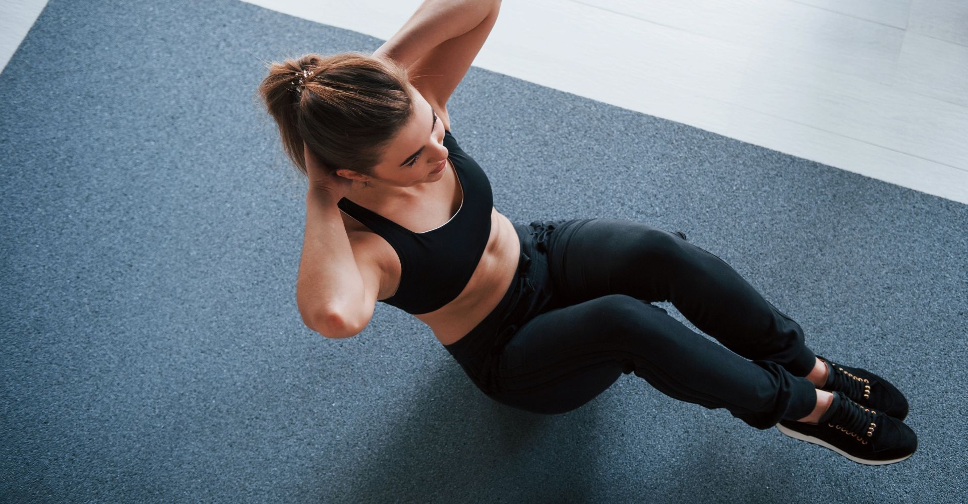 nice blonde doing abs floor gym beautiful female fitness woman